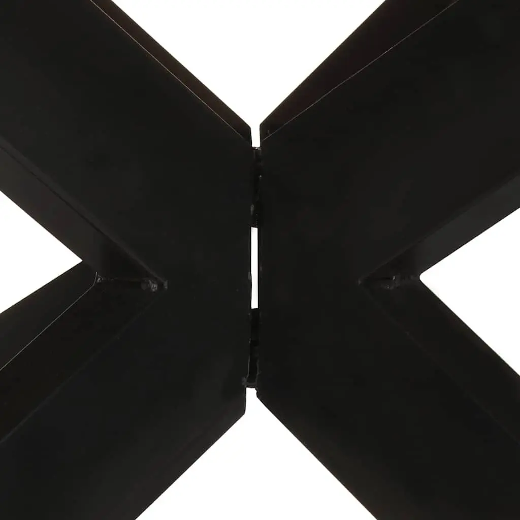Round Dining Table 175cm Rough Mango Wood Brown Powder-coated Steel Legs