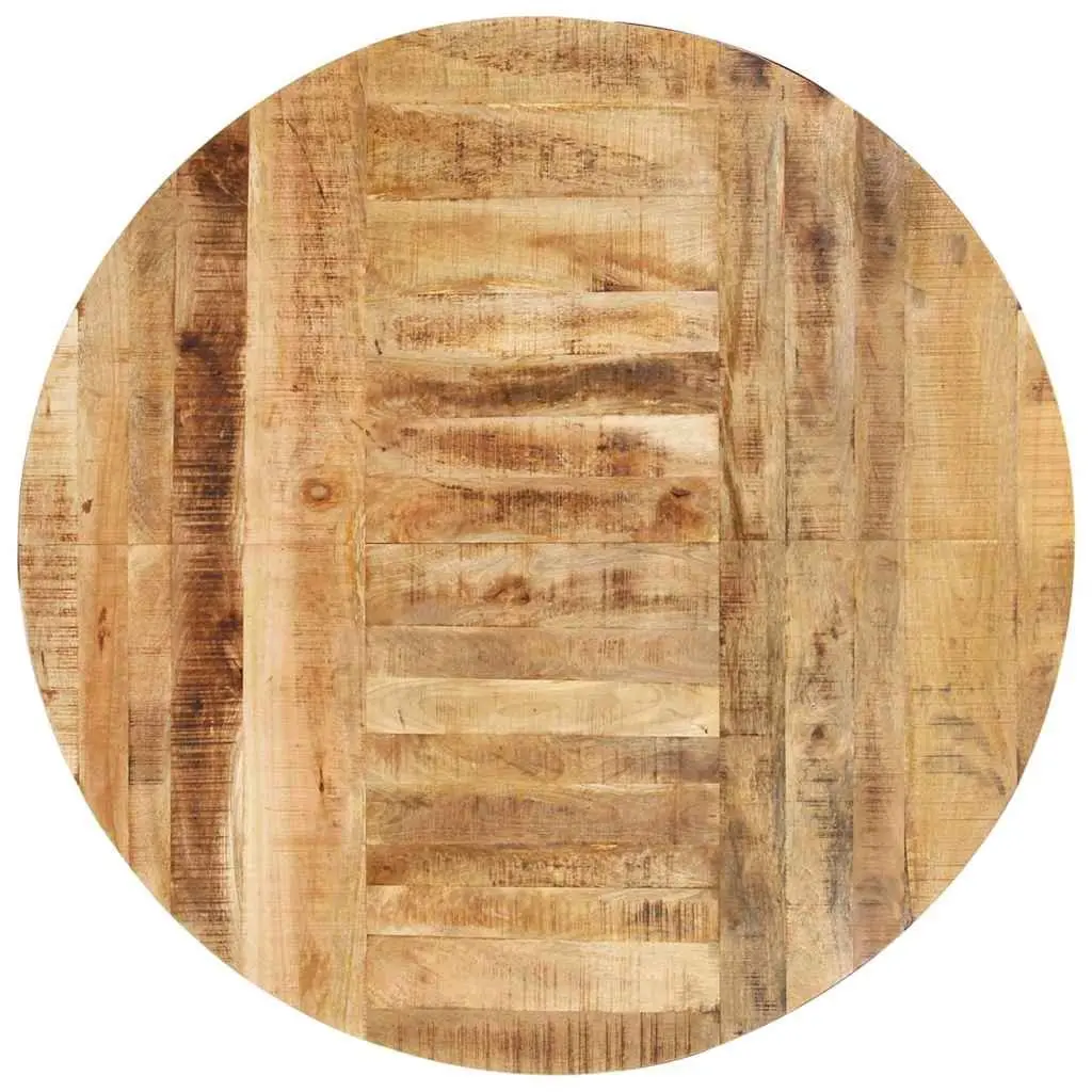 Round Dining Table 175cm Rough Mango Wood Brown Powder-coated Steel Legs
