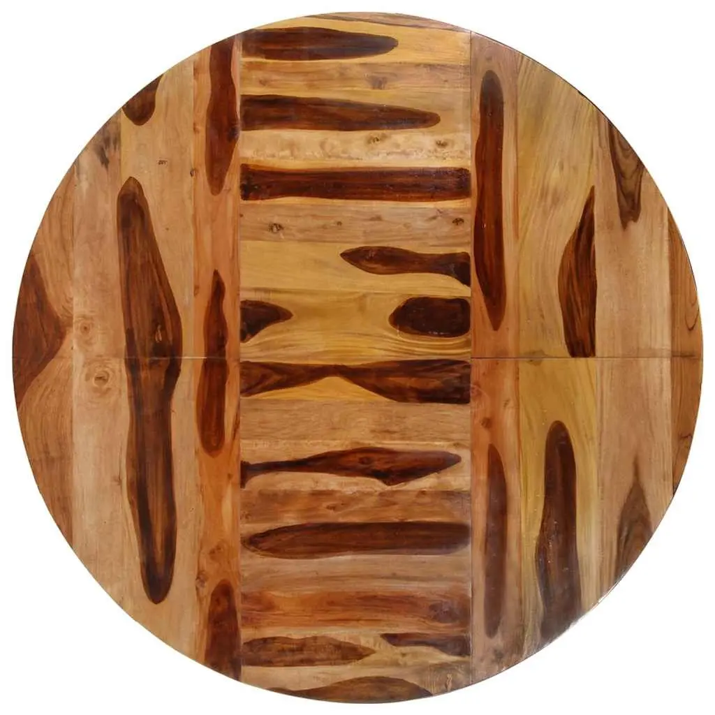 Round Dining Table 175cm Solid Acacia Wood Sturdy Powder-Coated Steel Legs Brown Honey