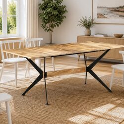 Solid Mango Wood Dining Table 180x90x76cm Brown Kitchen Room Furniture
