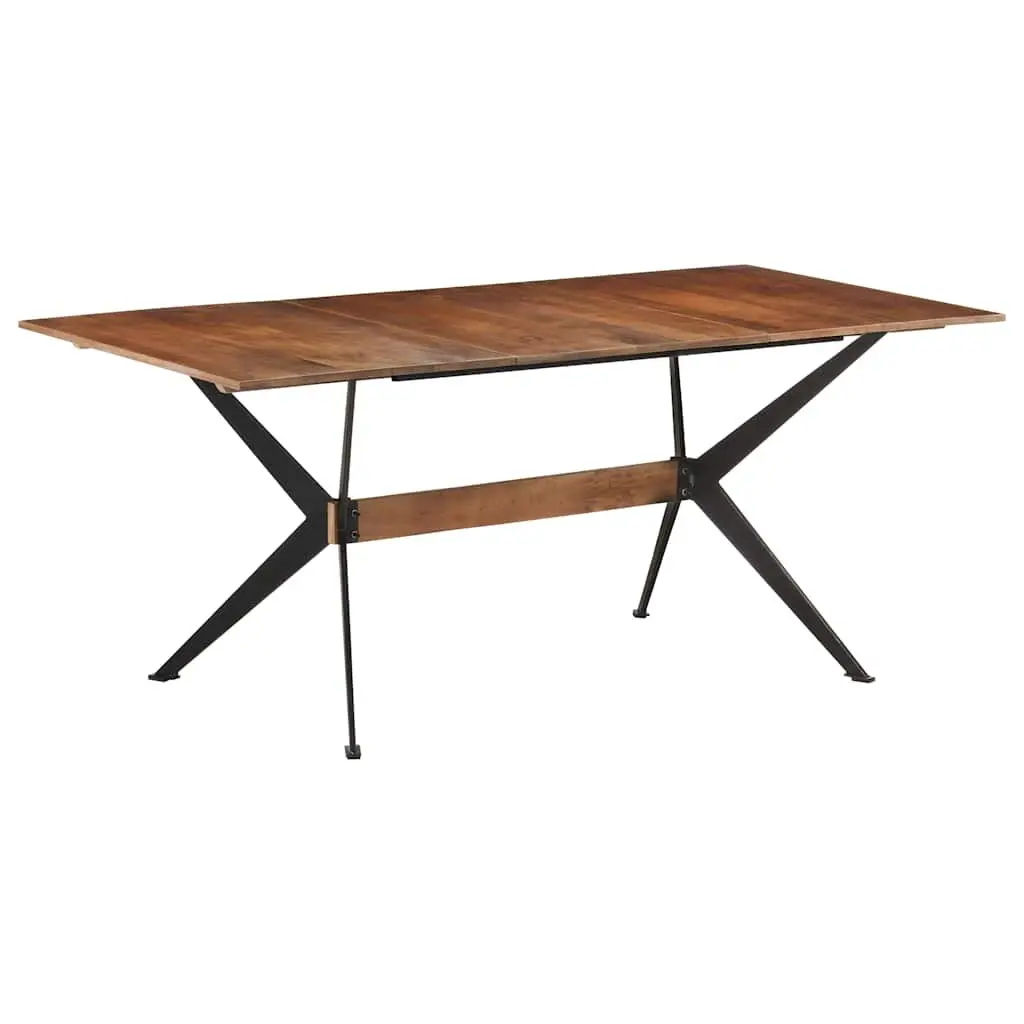 Solid Mango Wood Dining Table 180x90 cm Industrial Style Brown Kitchen Furniture