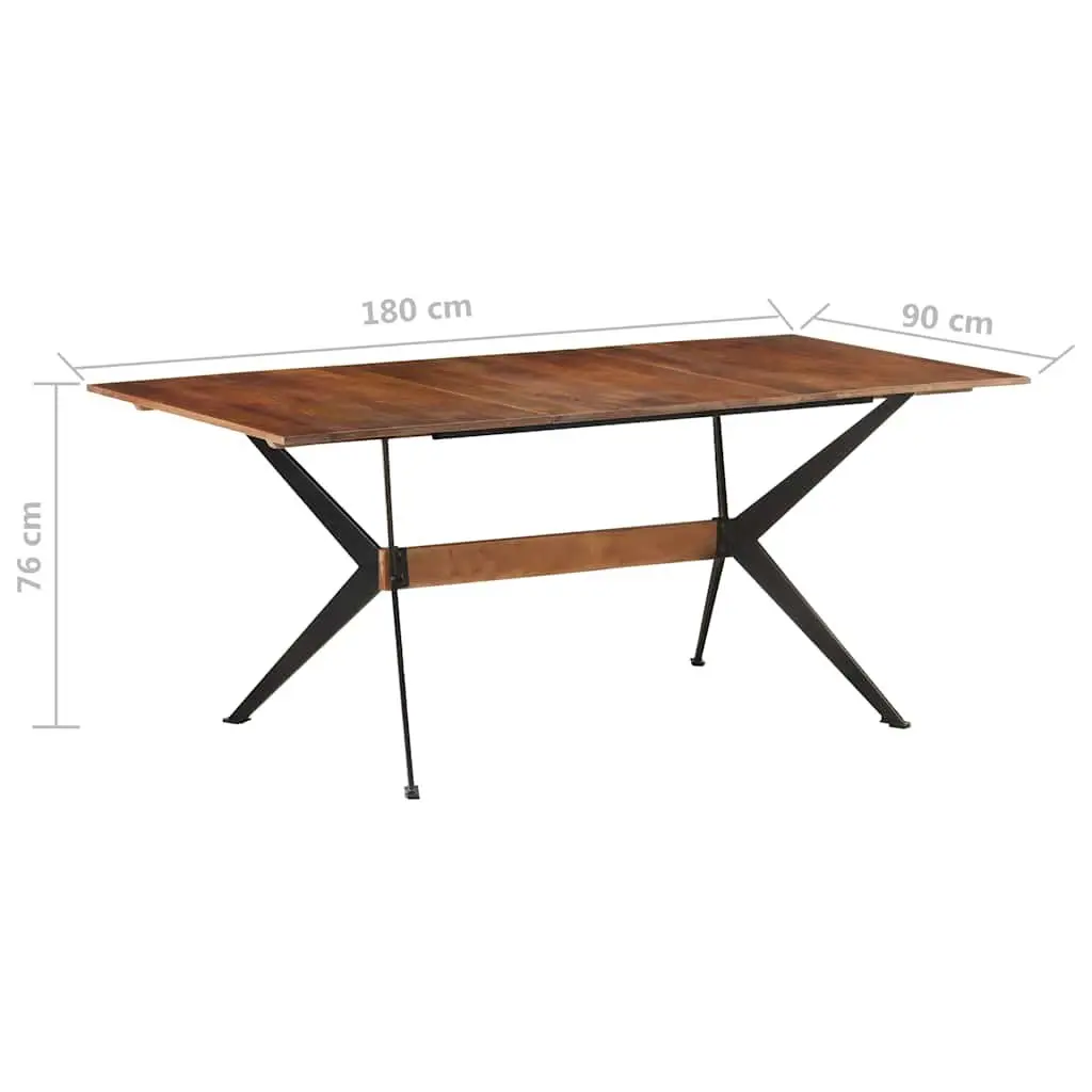 Solid Mango Wood Dining Table 180x90 cm Industrial Style Brown Kitchen Furniture