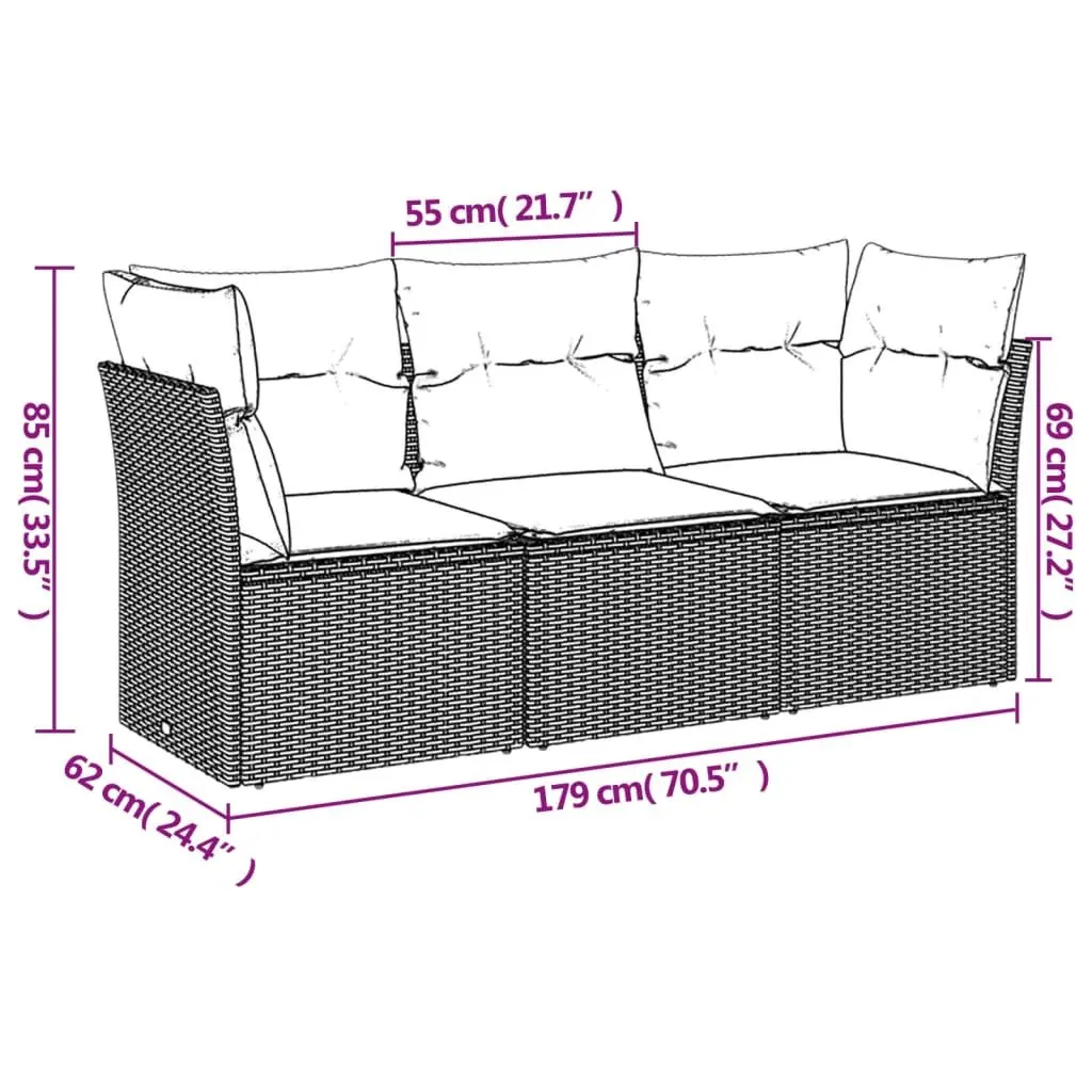 Outdoor Garden Sofa Set 3 Piece Modular Lounge Furniture Beige Poly Rattan