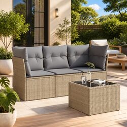 Elevate Your Outdoor Space with 4-Piece Beige Garden Sofa Set