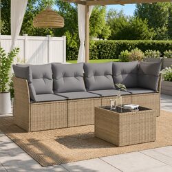 Stylish Outdoor 5 Piece Sofa Set in Beige