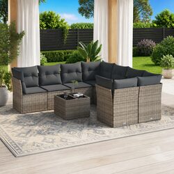 9 Piece Outdoor Patio Sofa Set in Grey for Relaxing