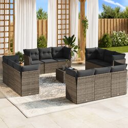 Versatile 13 Piece Outdoor Sofa Set with Grey Cushions