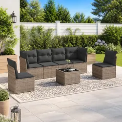 7 Piece Outdoor Sofa Set in Grey for Patios and Terraces