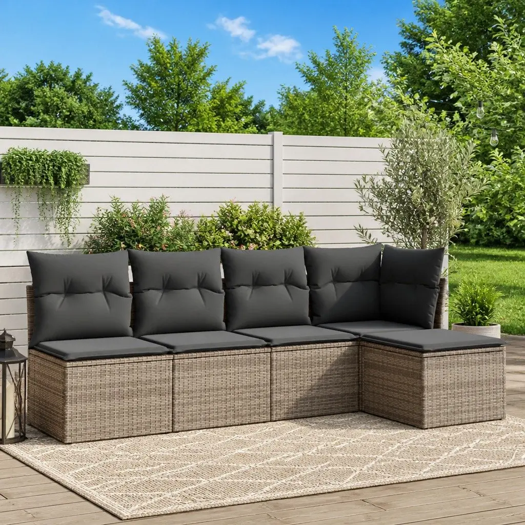 Garden Sofa Set 5 Piece Outdoor Furniture Patio Seating Grey with Cushions