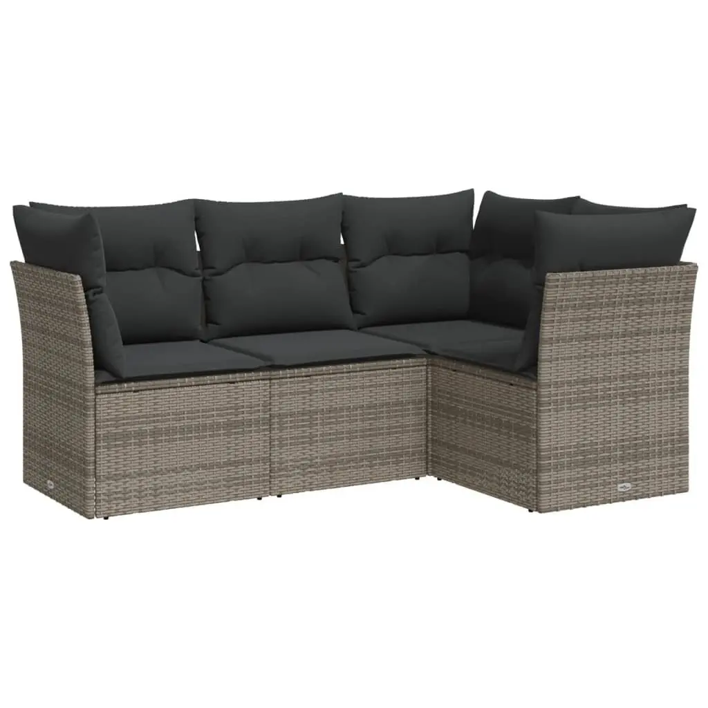 Garden Sofa Set 4 Piece Outdoor Furniture Grey Poly Rattan Modular Patio Seating