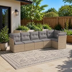 Transform Your Outdoor Space with This 6-Piece Beige Sofa Set