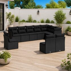 Versatile 10-Piece Outdoor Garden Seating Set in Black