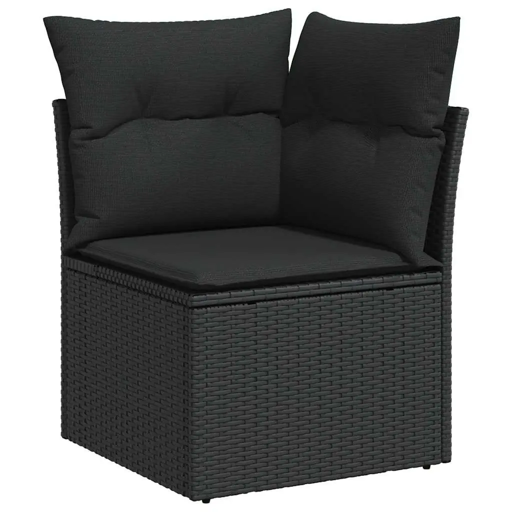 Garden Sofa Set 11 Piece Outdoor Furniture Patio Lounge Black Poly Rattan