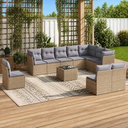 Transform Your Outdoor Space with 11 Piece Sofa Set in Beige