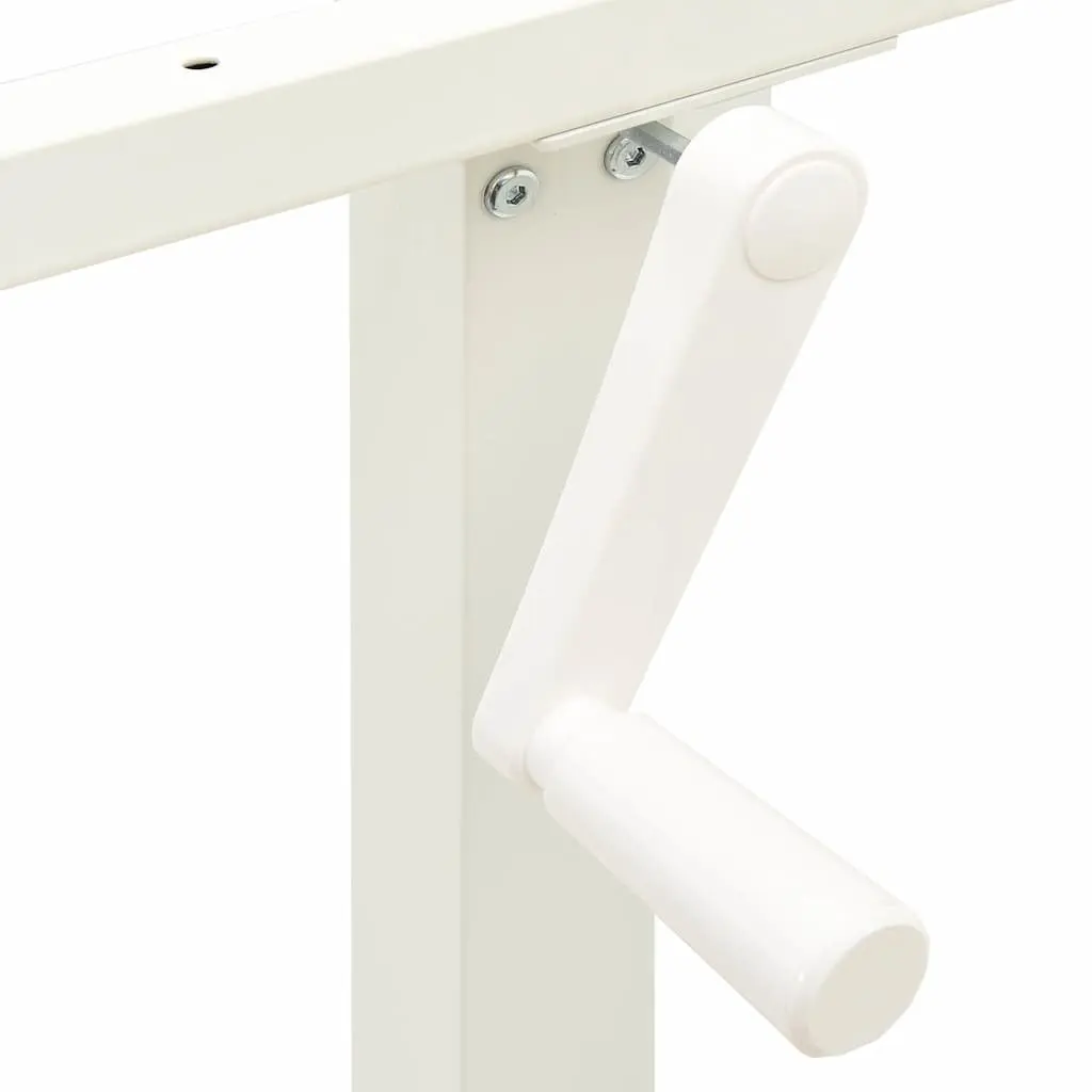 Height Adjustable Manual Standing Desk Frame White Ergonomic Home Office Workstation
