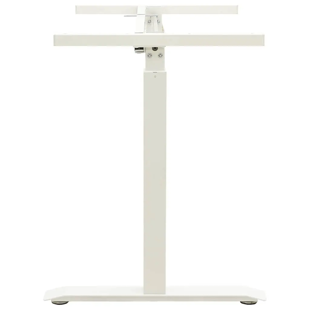Height Adjustable Manual Standing Desk Frame White Ergonomic Home Office Workstation