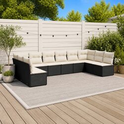 Garden Sofa Set 10 Piece Outdoor Furniture Patio Black Rattan Modular Sectional