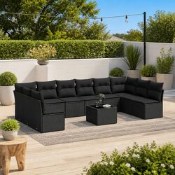 Transform Your Patio with This 11 Piece Black Sofa Set