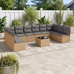 Stylish Outdoor Garden Sofa Set: 11 Pieces in Beige