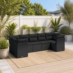 Enhance Your Patio with this 7-Piece Black Sofa Set