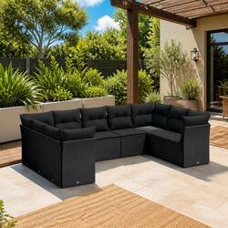 Transform Your Space with a 9 Piece Black Outdoor Sofa Set