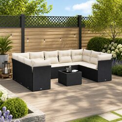10 Piece Modular Outdoor Patio Sofa Set in Black