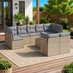 Inviting 10-Piece Outdoor Garden Sofa Set with Cushions