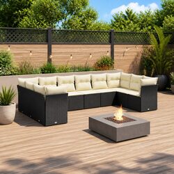 Enhance Your Patio with This 10-Piece Black Sofa Set