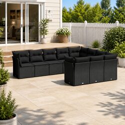 Stylish 10-Piece Modular Patio Sofa Set in Black