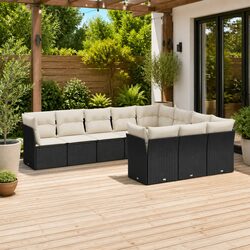 Garden Sofa Set 10 Piece Outdoor Furniture Patio Seating Black Modular