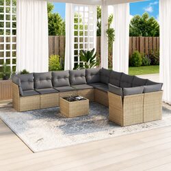 Elevate Your Patio with This 11-Piece Beige Sofa Set