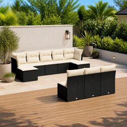10 Piece Garden Sofa Set Outdoor Patio Furniture Modular Sectional with Cushions