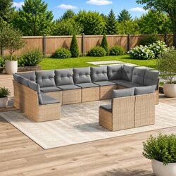 Modular 12-Piece Garden Sofa Set in Beige