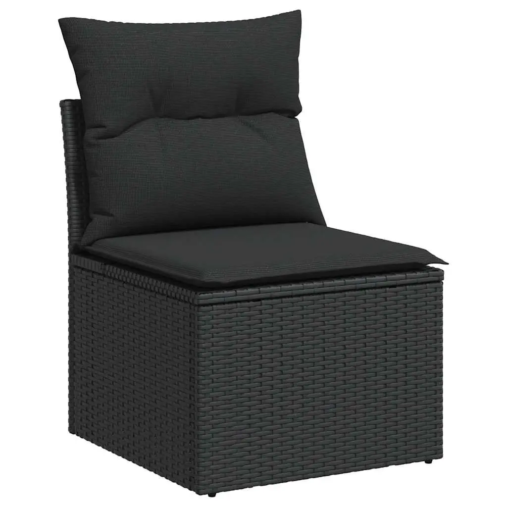 Outdoor Garden Sofa Set 11 Piece Black Poly Rattan Modular Patio Furniture with