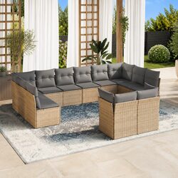 Outdoor Garden Sofa Set 12 Piece Modular Patio Furniture with Cushions Beige