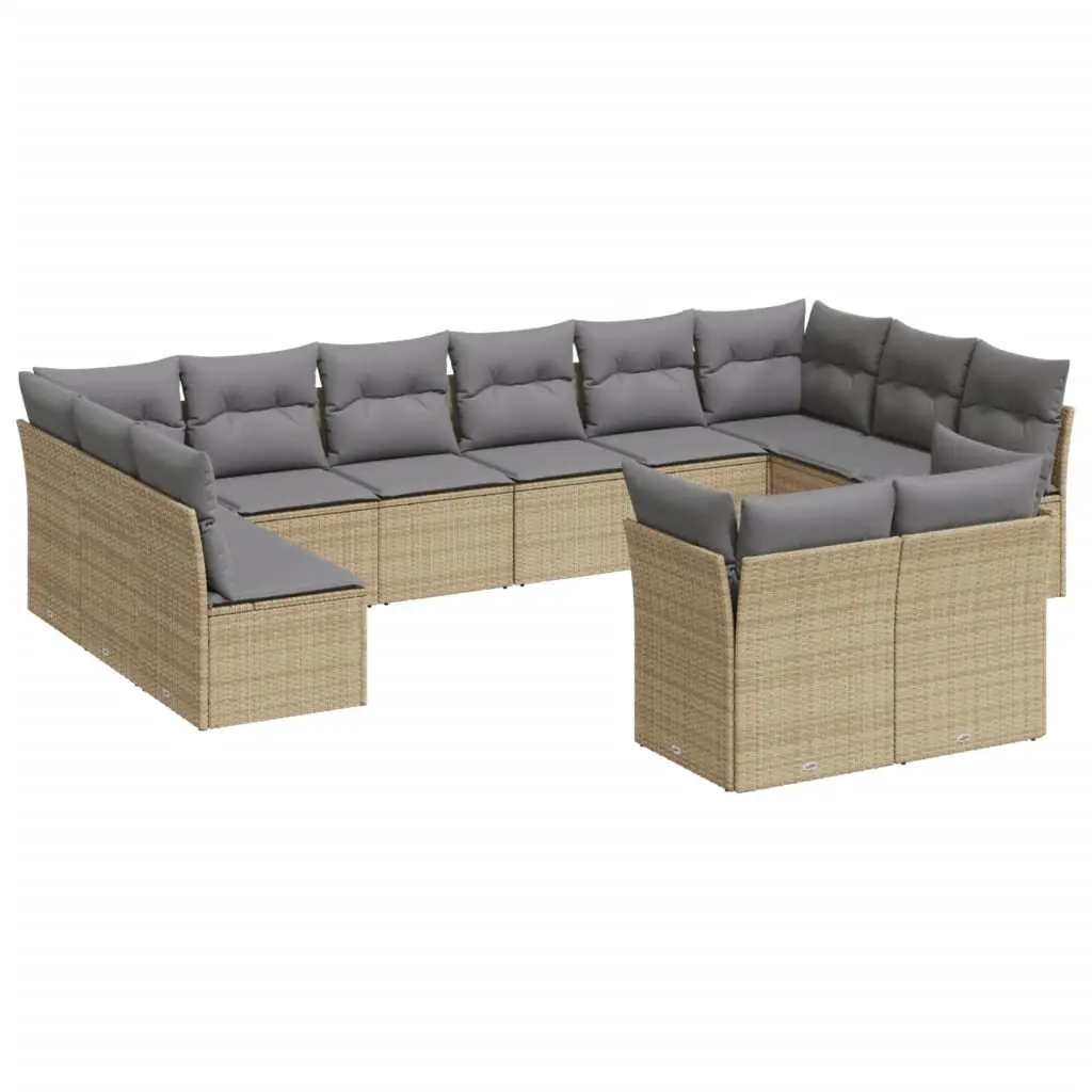 Outdoor Garden Sofa Set 12 Piece Modular Patio Furniture with Cushions Beige