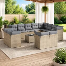 13-Piece Beige Patio Sofa Set - Stylish Comfort