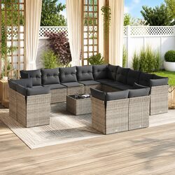 14 Piece Outdoor Modular Sofa Set in Grey Rattan