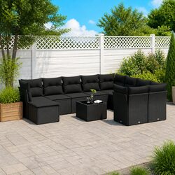 Stylish 11-Piece Outdoor Patio Sofa Set in Black