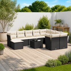11-Piece Outdoor Sofa Set in Black – Enhance Your Space