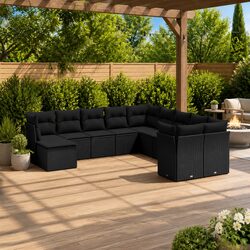 Outdoor Black Sofa Set - 11 Piece Modular Furniture