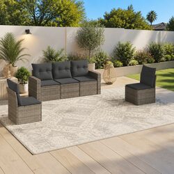 Outdoor Furniture Set - 5 Piece Garden Sofa in Grey