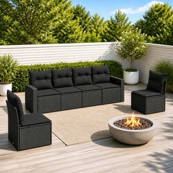 6 Piece Garden Sofa Set Outdoor Furniture Patio Lounge with Cushions Black