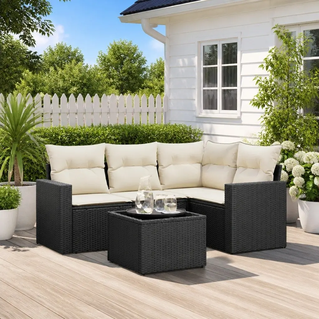 Garden Sofa Set 5 Piece Outdoor Furniture Patio Rattan Sectional with Cushions