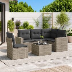 Transform Your Patio with This Grey 6-Piece Sofa Set