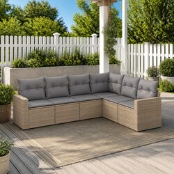 Stylish 6 Piece Beige Outdoor Sofa Set for Relaxation