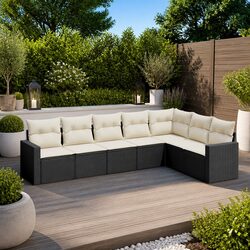 Stylish 7 Piece Modular Patio Sofa Set in Black