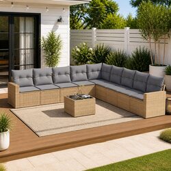 10-Piece Beige Patio Furniture Set for Relaxation