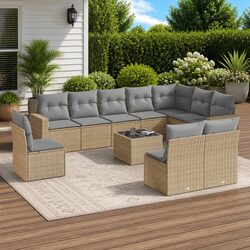 Beige Outdoor Sofa Set – 11 Piece Modular Garden Furniture