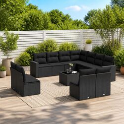 Transform Your Patio with a 12-Piece Black Sofa Set